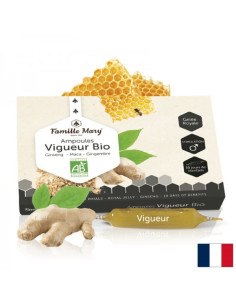 Формула за жизненост и мъжка потентност с Био Женшен, Мака, Джинджифил + Пчелно млечице Ampoules Vigueur Bio Ginseng, Maca, G