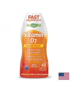 Течен витамин D3 с бърза абсорбция Здрави кости и зъби, силен имунитет 480 ml / С вкус на горски плодове