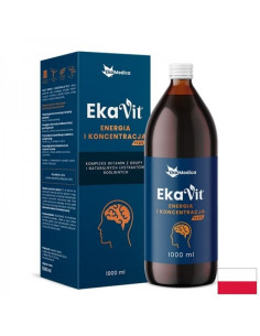 Течен витамин с билкови екстракти за енергия и фокус EkaVit 1 литър, 20 дози