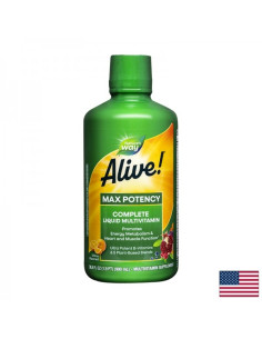 Течен мултивитамин Алайв максимум сила Alive! Complete Liquid Multivitamin Max Potency 900 ml, 180 дози за 6 месеца прием