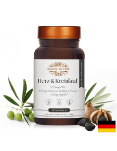 Здраво сърце и добро кръвообращение Формула с гроздово семе, черен чесън, маслина и витамин Е 30 капсули