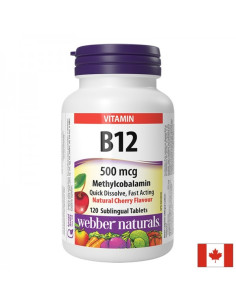 Енергия, нервна система, мозъчна функция Витамин В12 500 µg, 120 сублингвални таблетки