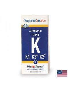 Витамин К (К1, К2 МК-4, МК-7) - Advanced Triple K, 30 сублингвални таблетки