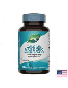 Минерален комплекс с калций, магнезий и цинк - Костно здраве, имунитет, енергия, 100 капсули