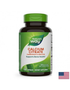 Високоусвоим калций (цитрат, карбонат, малат) Кости, зъби и мускулна функция 250 mg, 100 капсули