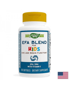 Омега-3-6 за деца Efa Blend Рибено масло - масло от вечерна иглика - за мозъка и очите 120 софтгел капсули