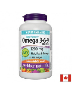 Омега 3-6-9 есенциални мастни киселини Хормонален баланс, сърдечна и мозъчна функция 1200 mg х 150 софтгел капсули