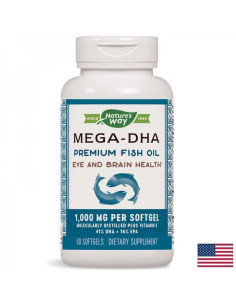 Омега-3 с високо съдържание на DHA Премиум рибено масло за мозъка и зрението 1000 mg, 60 софтгел капсули