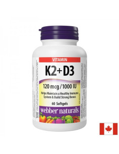 В подкрепа на костите и зъбите Витамин K2 120 µg + D3 1000 IU/ 25 µg 60 софтгел капсули/ 60 дози