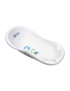 Бебешка нехлъзгаща вана с оттичане Lorelli The Smurfs, white, 100 см