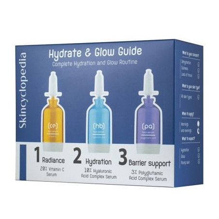 SKINCYCLOPEDIA HUDRATE&GLOW GUIDE Комплект от 3 серума за хидратираща и озаряваща грижа, 3x 15мл