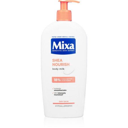 MIXA Shea Nourish Интензивно подхранващо мляко за тяло за суха кожа, 400ml
