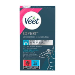 VEET EXPERT Депилиращи ленти студен восък за бикини линия и подмишници, 16 бр.
