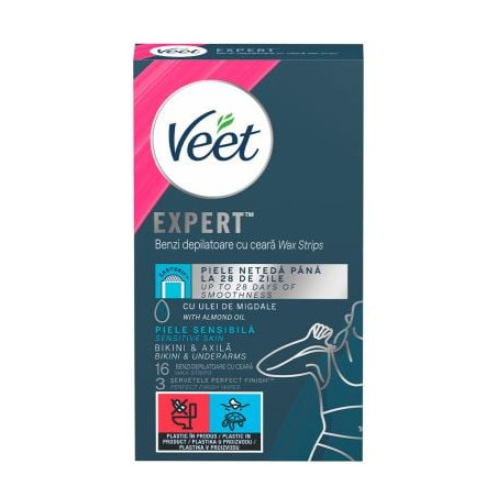 VEET EXPERT Депилиращи ленти студен восък за бикини линия и подмишници, 16 бр.