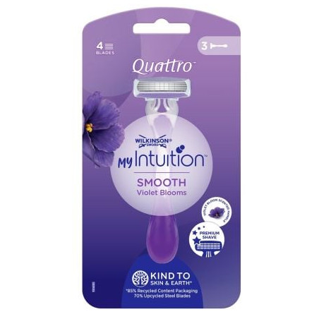 WILKINSON QUATTRO SMOOTH VIOLET BLOOMS Дамска самобръсначка , 3бр.