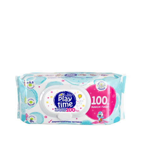 BABY CREMA PLAY TIME Мокри кърпички с лайка, 100 бр.