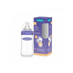 Стъклено шише с биберон Lansinoh - NaturalWave 0м +, 160 ml