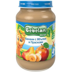 Плодово пюре Bebelan Puree - Банани, ябълки и праскови, 190 g