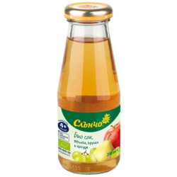 Био сок Слънчо - Ябълка, круша и грозде, 200 ml