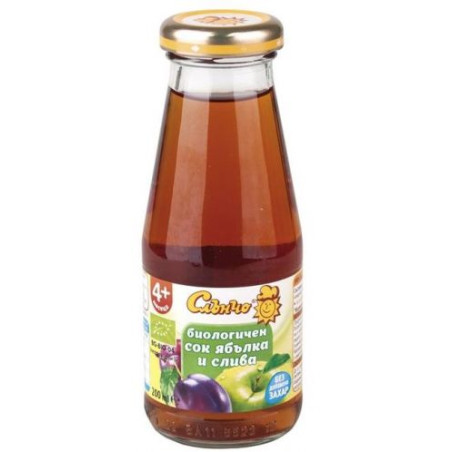 Био сок Слънчо - Ябълка и сливи, 200 ml