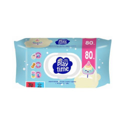 Влажни кърпички с капаче Baby Crema Play Time - Cotton candy and Macarons, 80 броя