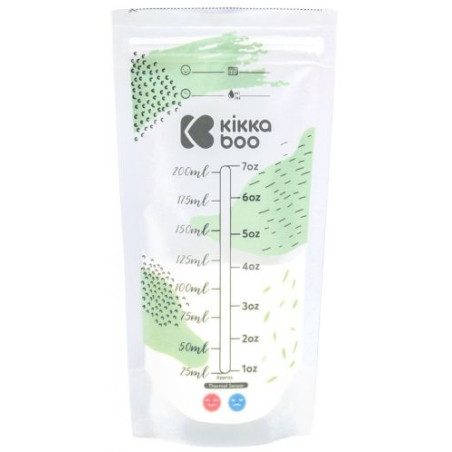 Пликове за съхранение на кърма с термосензор KikkaBoo - Lactty, 200 ml, 50 броя
