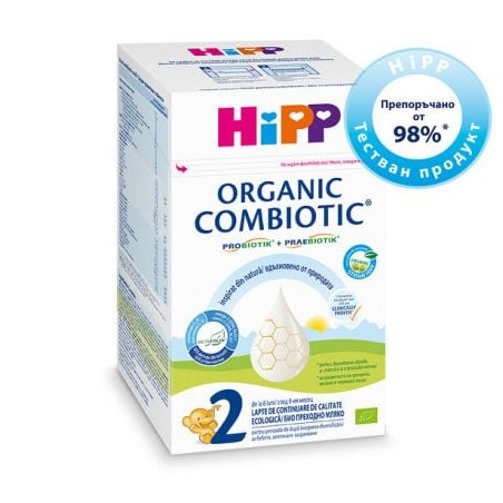 HIPP ORGANIC COMBIOTIC 2 Преходно мляко след 6-месечна възраст, 800г