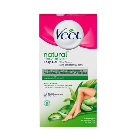 VEET NATURAL Ленти за тяло с алое вера за нормална кожа, 12 бр