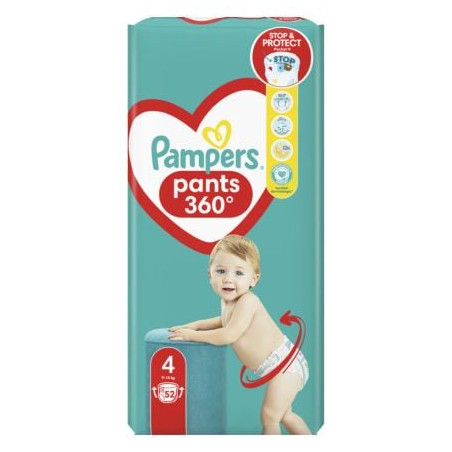 PAMPERS PANTS JUMBO PACK Бебешки гащички за еднократна употреба Maxi размер 4, 9-15кг., 52бр.