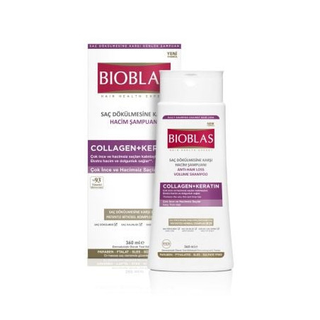 BIOBLAS Шампоан против косопад за обем с колаген + кератин за много тънка коса 360 мл.