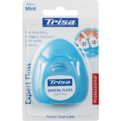 TRISA EXPERT FLOSS MINT Koнец за зъби 30 къса, за брекети, мостове, импланти и широки пространства, 1 бр.