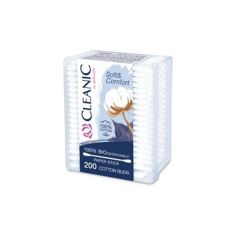 CLEANIC SOFT&COMFORT Клечки за уши правoъгална кутия, 200 бр. БИО.