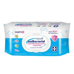 AGIVA ANTIBACTERIAL Мокри кърпи сини с капак, 72 бр.