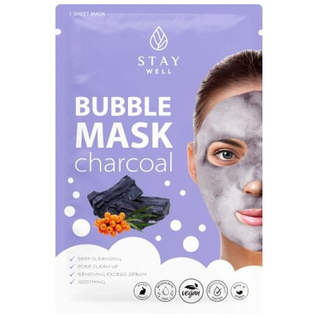 STAY WELL DEEP CLEANSING BUBBLE MASK CHARCOAL Маска за лице с активен въглен,1 бр.