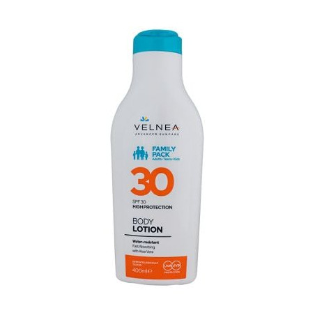 VELNEA SUN CARE Слънцезащитен лосион за тяло за цялото семейство SPF 30, 400 мл