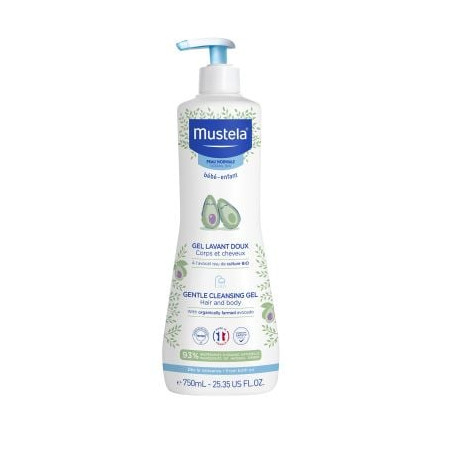 MUSTELA Нежен измиващ гел за коса и тяло за бебета и деца, 750 мл