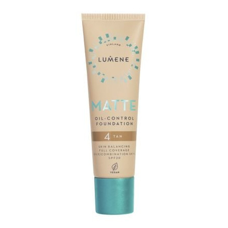 LUMENE VEGAN MATTE TAN Фон дьо тен матиращ за мазна/комбинирана кожа 4, SPF 20 , 30 мл