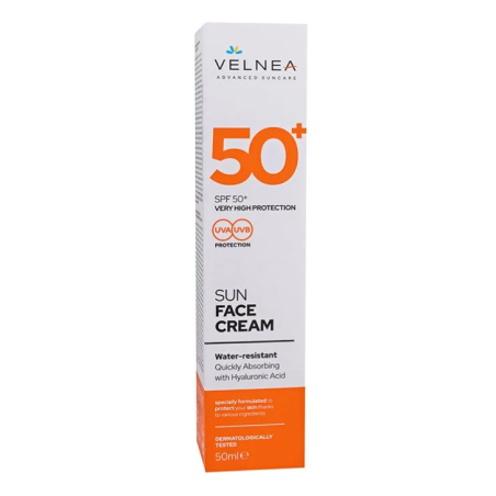 VELNEA SUN CARE Слънцезащитен крем за лице SPF 50+, 50 мл