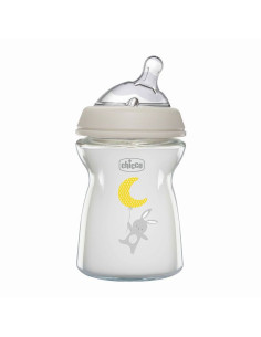 Бебешко шише за хранене стъклено CHICCO Natural Feeling, 250мл, 0 месеца +