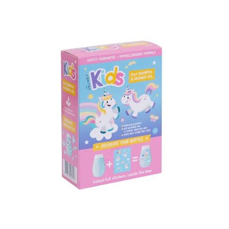 VELNEA KIDS 2в1 Шампоан и Душ гел със стикери - ЕДНОРОГ, 200мл