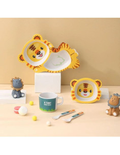 Детски сервиз за хранене Raya Toys Bamboo fibre, Animals, 5 части 2