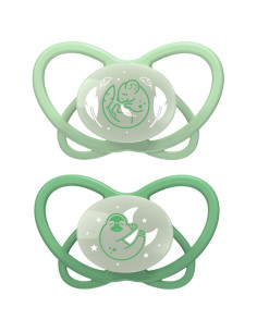 Залъгалки NIP My Butterfly Night Green с кутийка етап 2, 5-18 месеца, Светещи в тъмното, 2 бр. 2