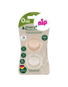 Залъгалки NIP Cherry Green Newborn, 0-2 м, 2 бр., с плосък вал 2