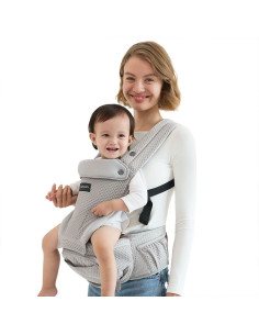 Ергономична раница 2 в 1 Momcozy Move2Fit, 0-36 месеца, Air Mesh Grey