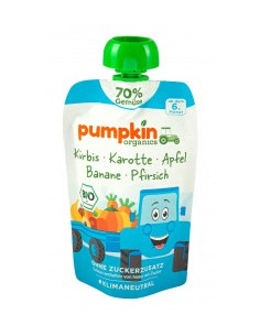 Пюре от тиква, морков, ябълка, банан и праскова - био, Pumpkin Organics, 100 г