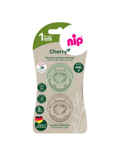 Залъгалки NIP Cherry Green, 2 бр., 0-12 м. 2
