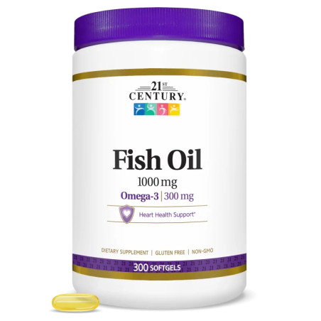21st Century Fish Oil 1000mg - Омега 3 Рибено Масло | 300 sgels