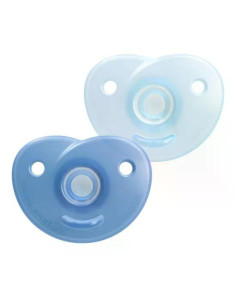 Комплект от 2 бр. ортодонтски силиконови залъгалки за новордени Philips Avent SOOTHIE SCF099/26 в кутия за стерилизиране, син
