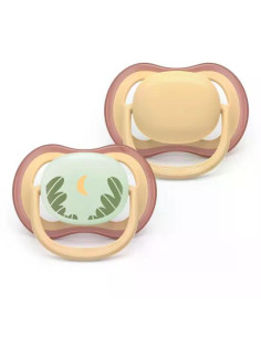 2 броя ортодонтски силиконови залъгалки Philips AVENT SCF087/09 Ultra Air Day and Night, 0-6м, пастелни цветове, унисекс, в к