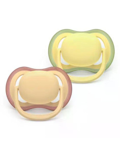 2 броя ортодонтски силиконови залъгалки Philips AVENT SCF087/07 Ultra Air Colors of Nature, 0-6м, пастелни едноцветни, в кути